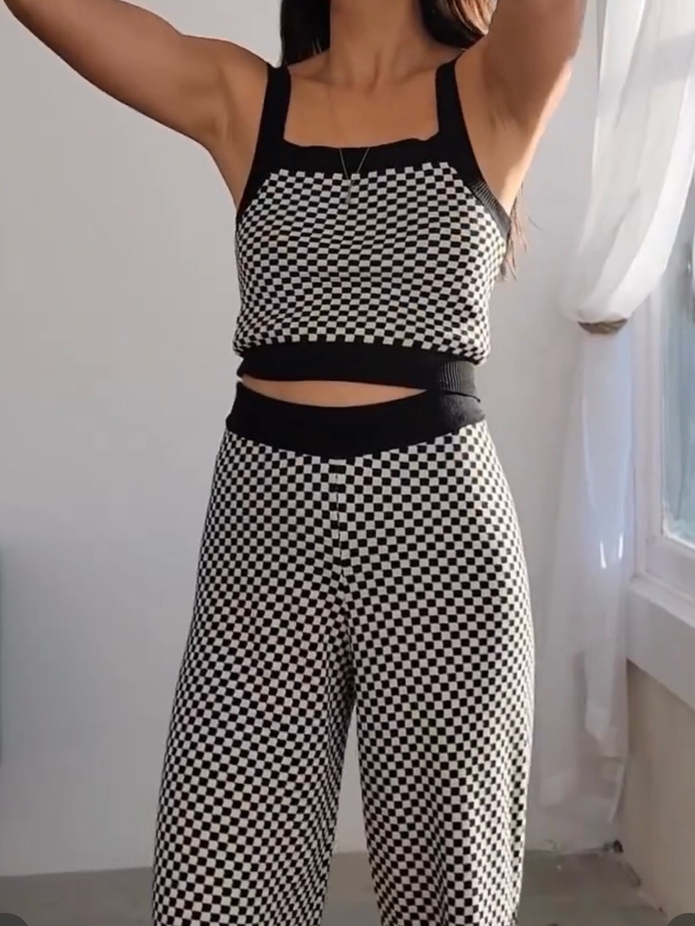 Saint Geraldine Checkerboard Knit Sweater Crop Top Tank XS